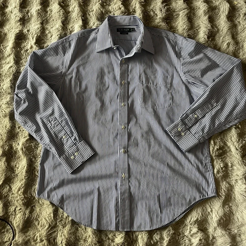Ralph Lauren Classic Fit Non‎ Iron Stripe Dress Shirt 17 36/37